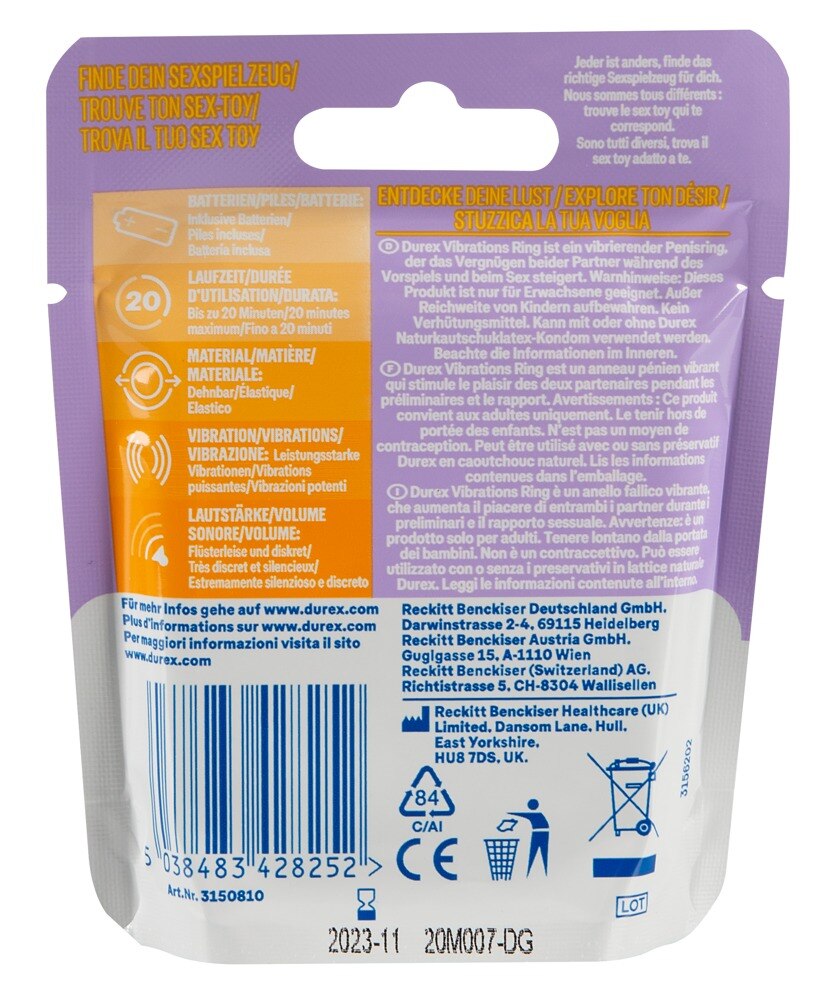 Δαχτυλίδι πέους με δόνηση μίας χρήσης - durex intense vibrations durex