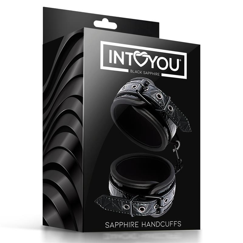 Δερμάτινες χειροπέδες μαύρες - black saphire adjustable handcuffs saphire vegan leather