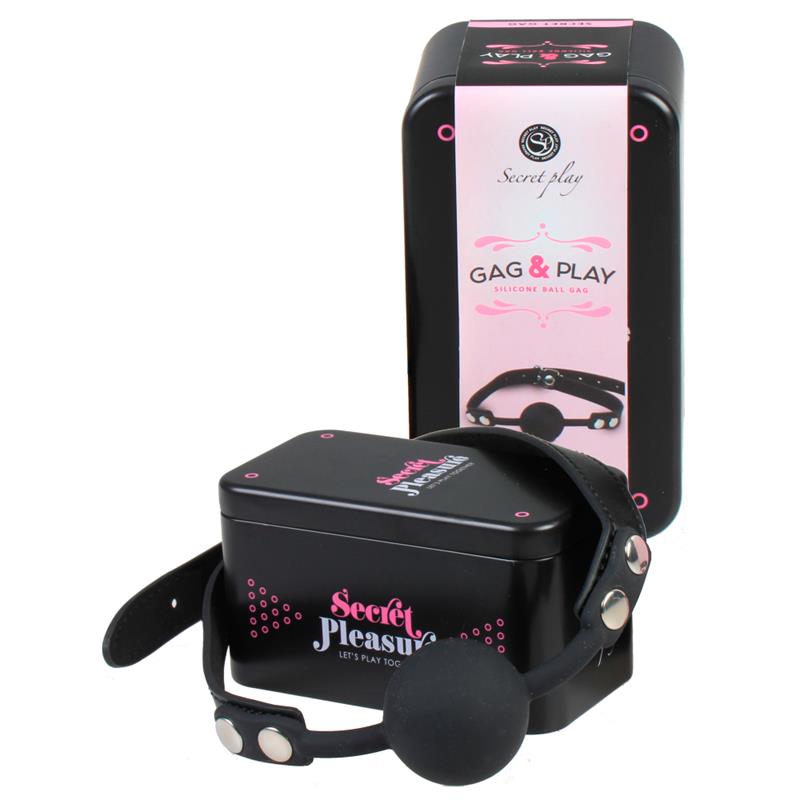 Δερμάτινο φίμωτρο με κλειστή μπάλα - secret play solid silicone ball gag black