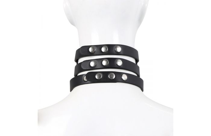 Δερμάτινο κολάρο με κρίκο tripple o-ring Strap collar pu leather