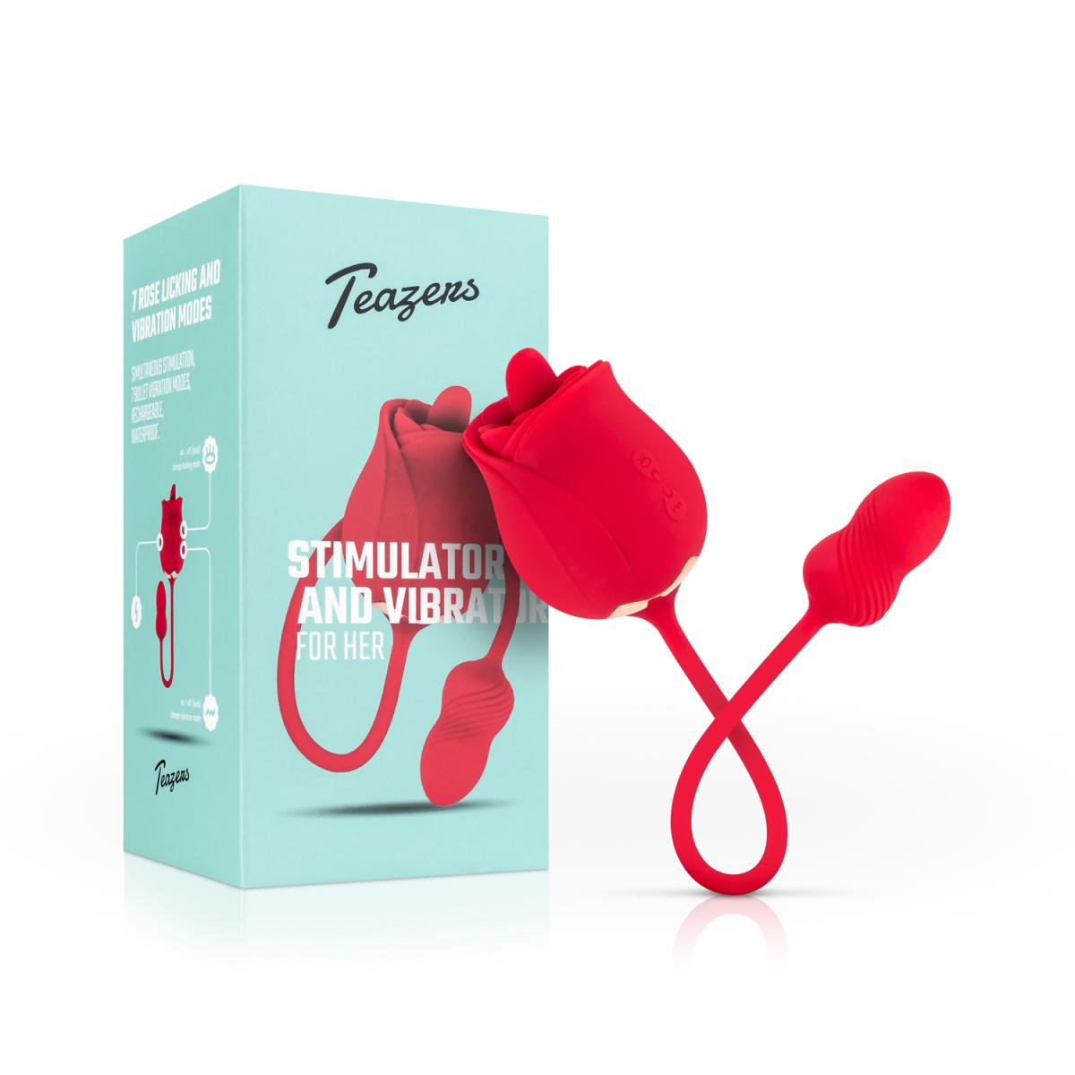 Διπλός Δονητής με γλώσσα teazers rose vibrator and clitoris stimulator