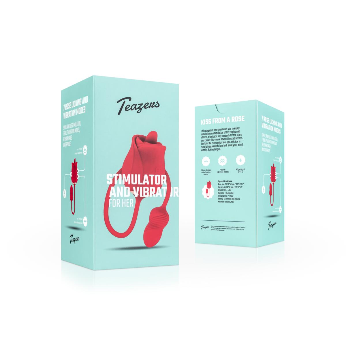 Διπλός Δονητής με γλώσσα teazers rose vibrator and clitoris stimulator