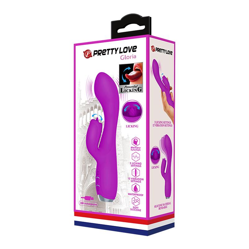 Διπλός δονητής με γλώσσα - prettylove gloria vibe with tongue usb