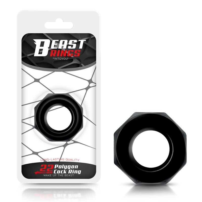 Δαχτυλιδι πεους σιλικονης - beast rings cock ring super flexible polygonal 2.2 cm black
