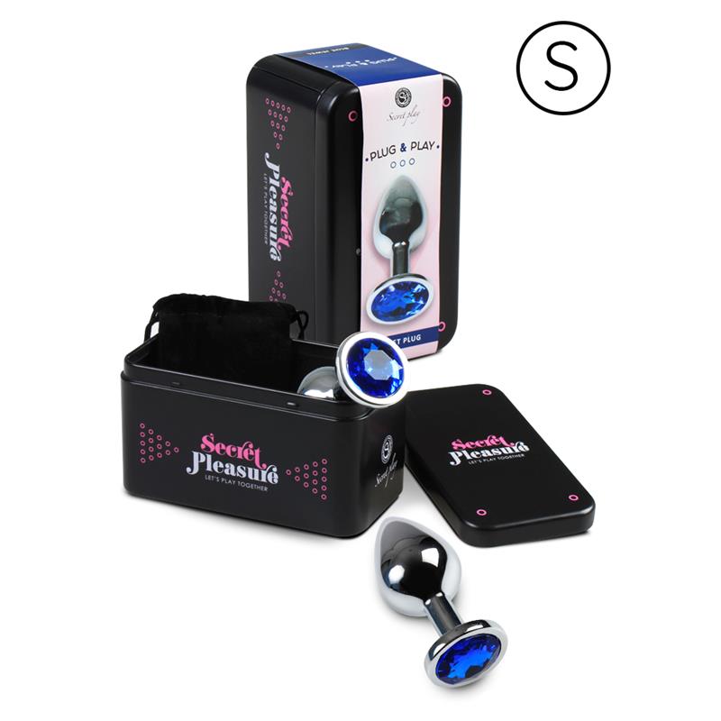 Πρωκτικη σφηνα με μπλε κοσμημα μεγεθος small - secret play butt plug size s blue