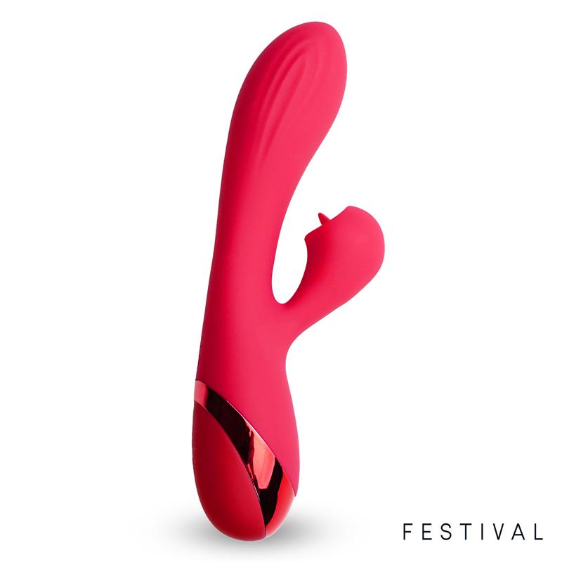 Διπλός δονητής με γλώσσα - festival turna vibe usb red