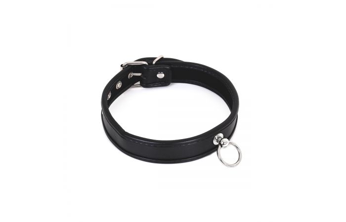 Δερμάτινο κολάρο με κρίκο black collar pu leather