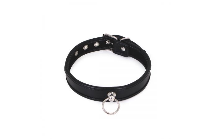 Δερμάτινο κολάρο με κρίκο black collar pu leather