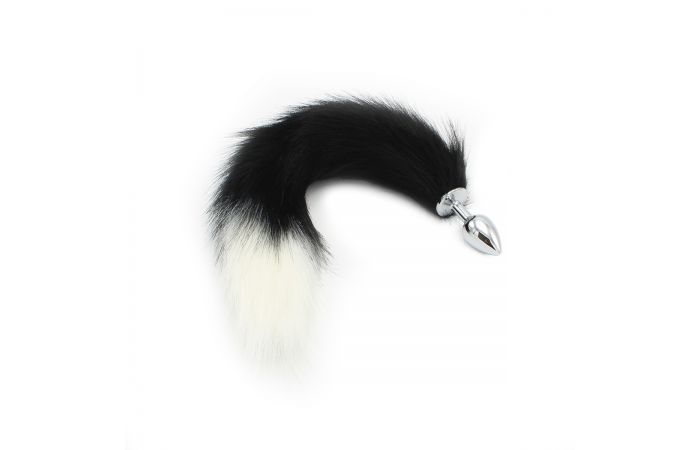 Πρωκτική σφήνα fox tail steel black and white s