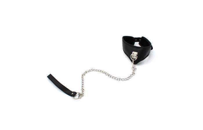 Δερμάτινο κολάρο με λουρί black collar with lease